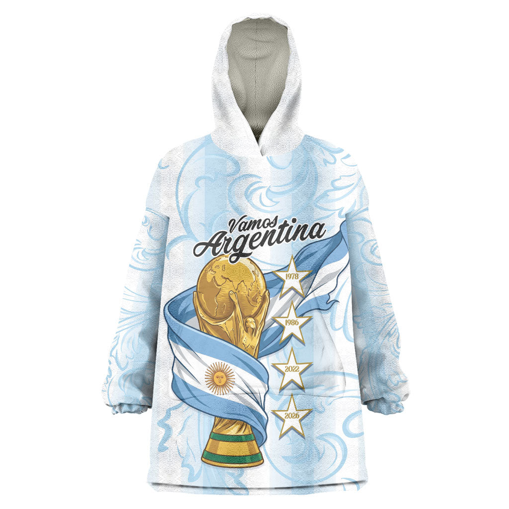 Argentina Campeones del Mundo 2026 Personalized Wearable Blanket Hoodie Albiceleste Trophy Splash Art Soccer Champion