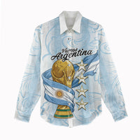 Argentina Campeones del Mundo 2026 Personalized Women Casual Shirt Albiceleste Trophy Splash Art Soccer Champion