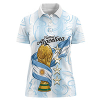 Argentina Campeones del Mundo 2026 Personalized Women Polo Shirt Albiceleste Trophy Splash Art Soccer Champion