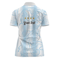 Argentina Campeones del Mundo 2026 Personalized Women Polo Shirt Albiceleste Trophy Splash Art Soccer Champion