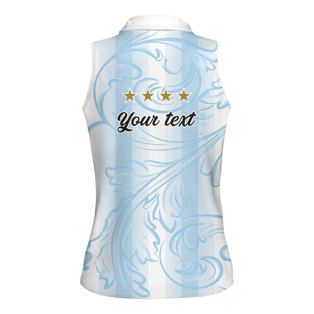 Argentina Campeones del Mundo 2026 Personalized Women Sleeveless Polo Shirt Albiceleste Trophy Splash Art Soccer Champion
