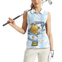 Argentina Campeones del Mundo 2026 Personalized Women Sleeveless Polo Shirt Albiceleste Trophy Splash Art Soccer Champion