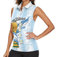 Argentina Campeones del Mundo 2026 Personalized Women Sleeveless Polo Shirt Albiceleste Trophy Splash Art Soccer Champion