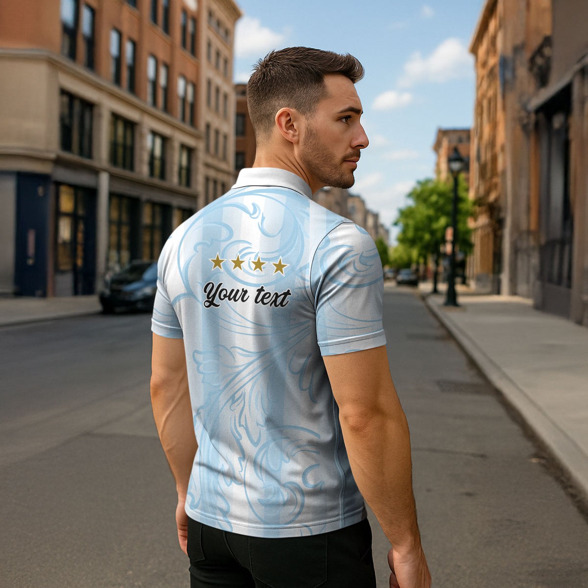 Argentina Campeones del Mundo 2026 Personalized Zipper Polo Shirt Albiceleste Trophy Splash Art Soccer Champion