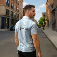 Argentina Campeones del Mundo 2026 Personalized Zipper Polo Shirt Albiceleste Trophy Splash Art Soccer Champion