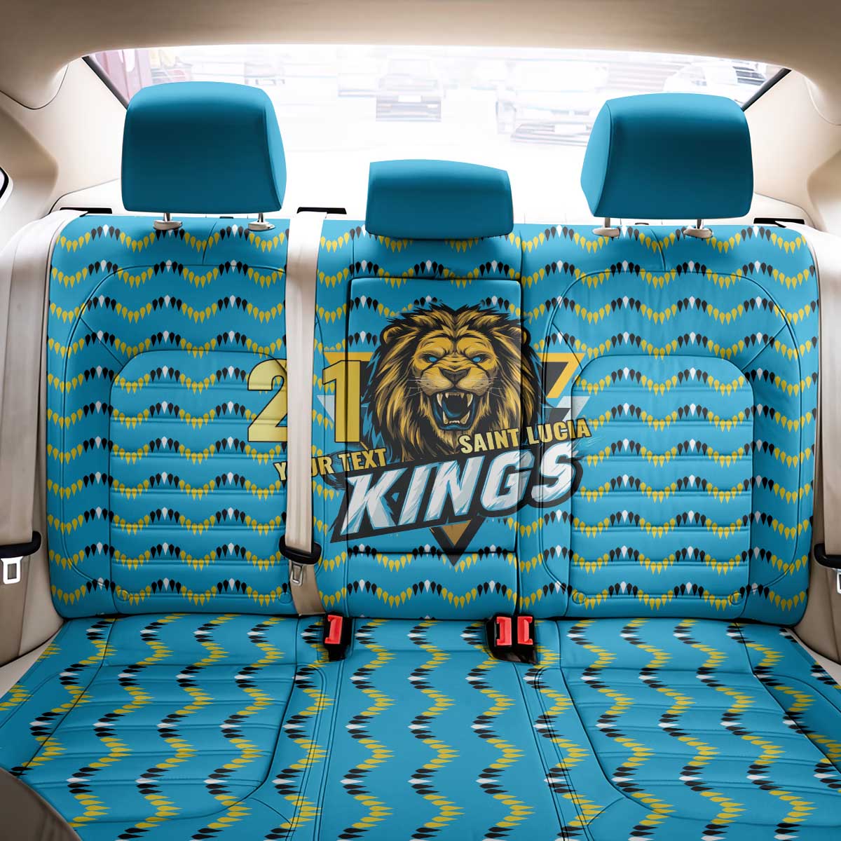 Custom Caribbean Cricket Saint Lucia Back Car Seat Cover Glory is Ours Kings Rule 2025 - Wonder Print Shop