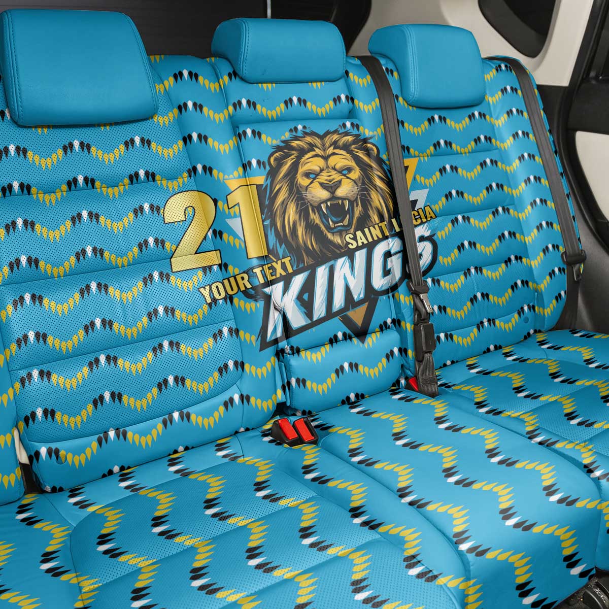 Custom Caribbean Cricket Saint Lucia Back Car Seat Cover Glory is Ours Kings Rule 2025 - Wonder Print Shop