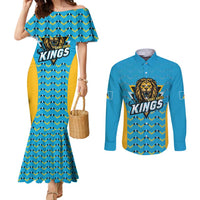 Custom Caribbean Cricket Saint Lucia Couples Matching Mermaid Dress and Long Sleeve Button Shirt Glory is Ours Kings Rule 2025 - Wonder Print Shop