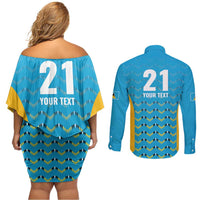 Custom Caribbean Cricket Saint Lucia Couples Matching Off Shoulder Short Dress and Long Sleeve Button Shirt Glory is Ours Kings Rule 2025 - Wonder Print Shop