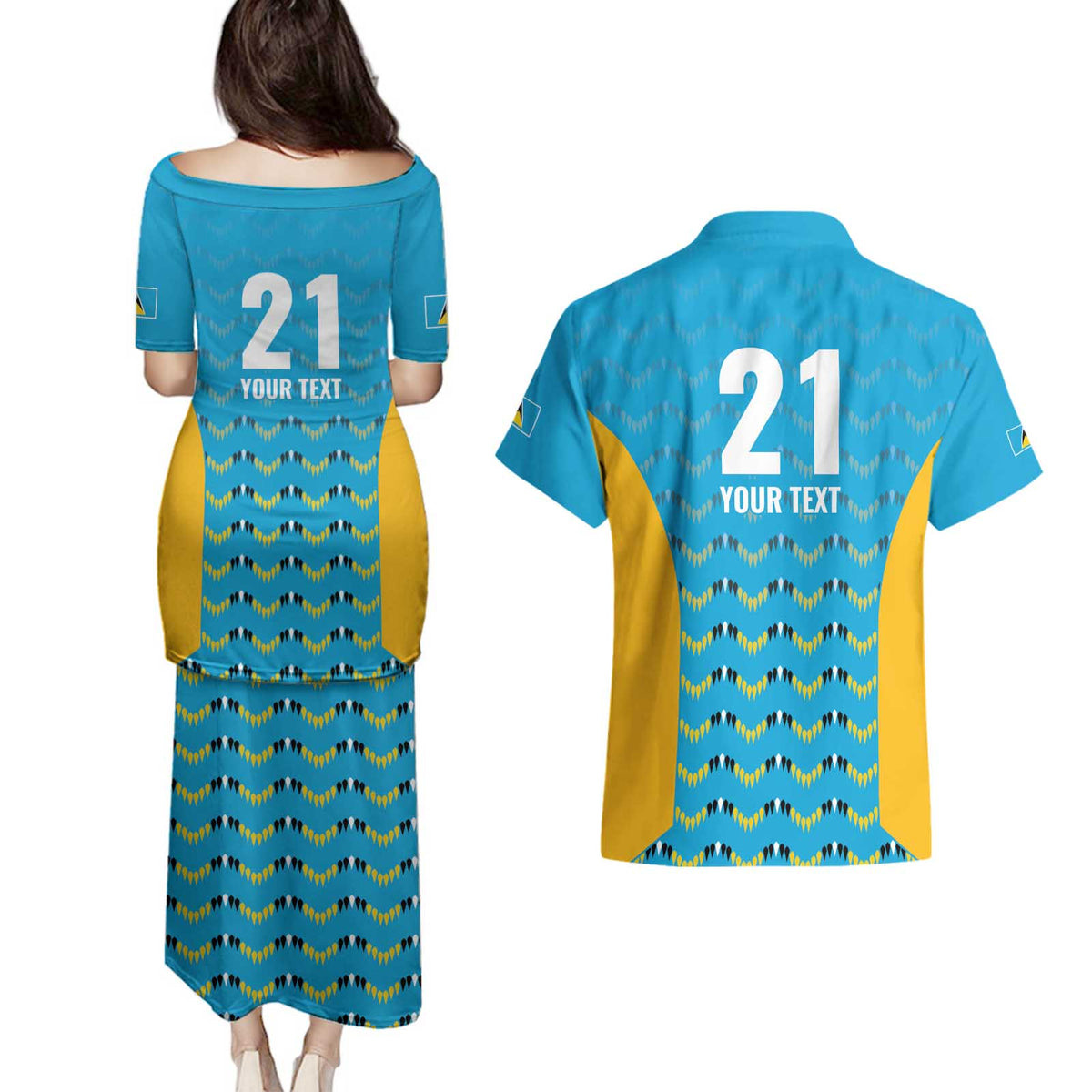 Custom Caribbean Cricket Saint Lucia Couples Matching Puletasi and Hawaiian Shirt Glory is Ours Kings Rule 2025 - Wonder Print Shop