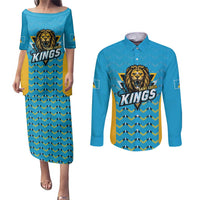 Custom Caribbean Cricket Saint Lucia Couples Matching Puletasi and Long Sleeve Button Shirt Glory is Ours Kings Rule 2025 - Wonder Print Shop