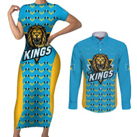 Custom Caribbean Cricket Saint Lucia Couples Matching Short Sleeve Bodycon Dress and Long Sleeve Button Shirt Glory is Ours Kings Rule 2025 - Wonder Print Shop