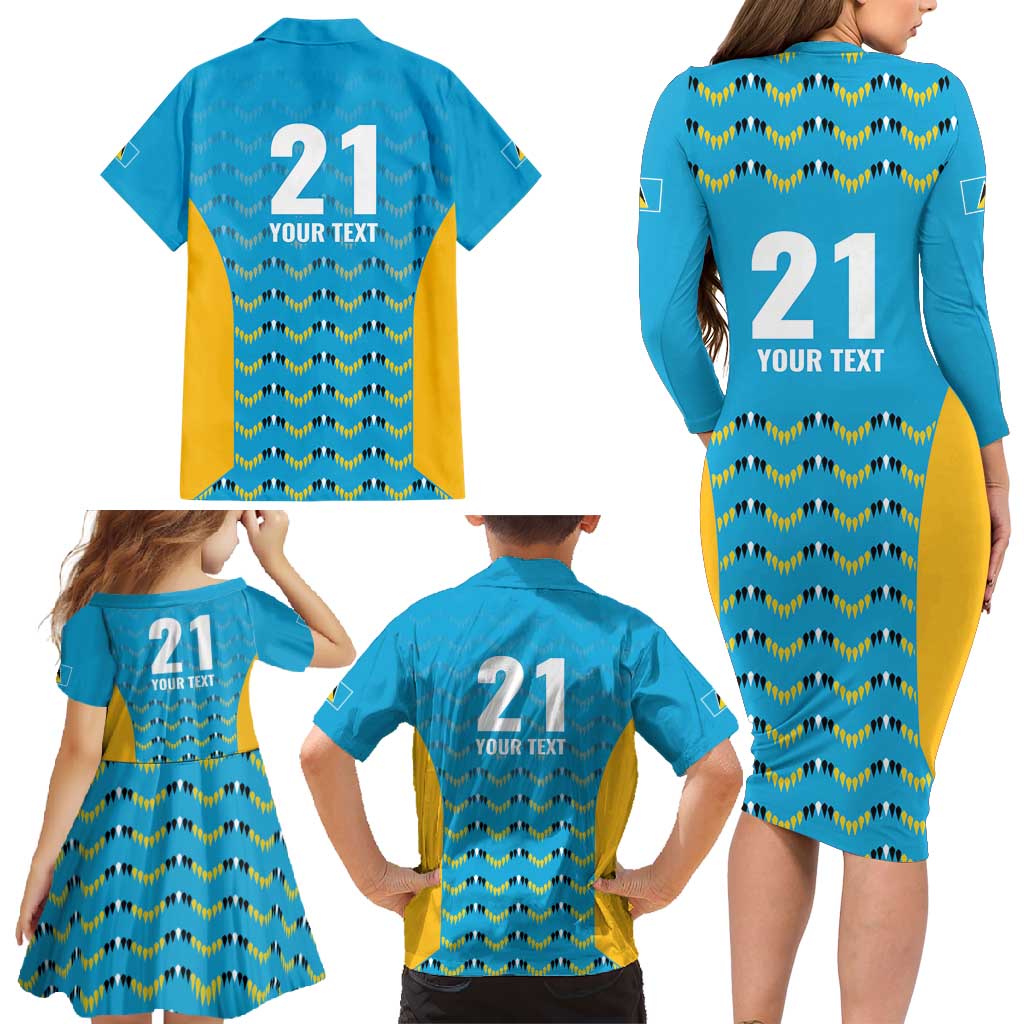 Custom Caribbean Cricket Saint Lucia Family Matching Long Sleeve Bodycon Dress and Hawaiian Shirt Glory is Ours Kings Rule 2025 - Wonder Print Shop