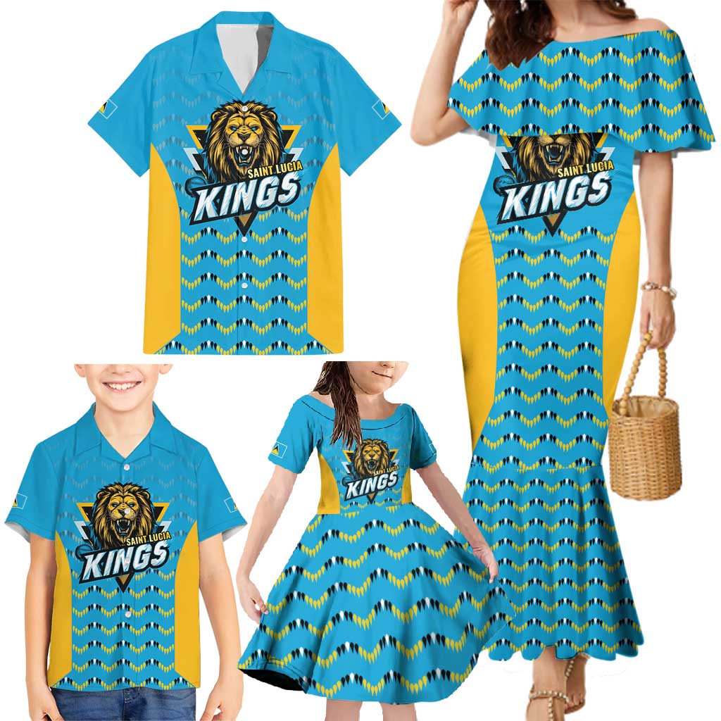 Custom Caribbean Cricket Saint Lucia Family Matching Mermaid Dress and Hawaiian Shirt Glory is Ours Kings Rule 2025 - Wonder Print Shop