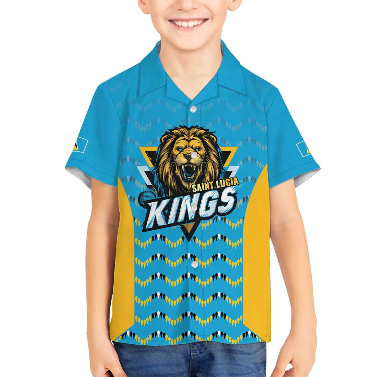 Custom Caribbean Cricket Saint Lucia Family Matching Off The Shoulder Long Sleeve Dress and Hawaiian Shirt Glory is Ours Kings Rule 2025 - Wonder Print Shop