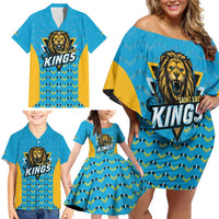 Custom Caribbean Cricket Saint Lucia Family Matching Off Shoulder Short Dress and Hawaiian Shirt Glory is Ours Kings Rule 2025 - Wonder Print Shop