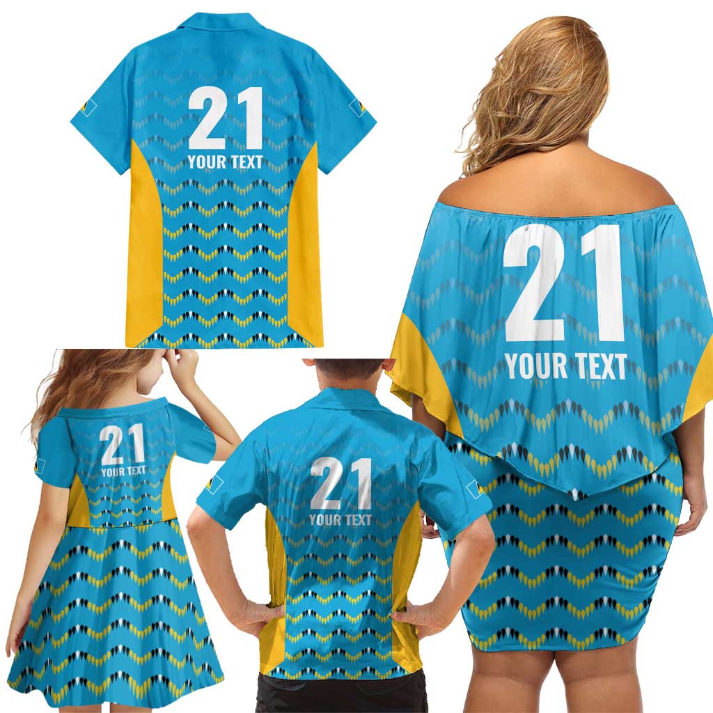 Custom Caribbean Cricket Saint Lucia Family Matching Off Shoulder Short Dress and Hawaiian Shirt Glory is Ours Kings Rule 2025 - Wonder Print Shop