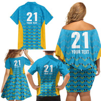Custom Caribbean Cricket Saint Lucia Family Matching Off Shoulder Short Dress and Hawaiian Shirt Glory is Ours Kings Rule 2025 - Wonder Print Shop