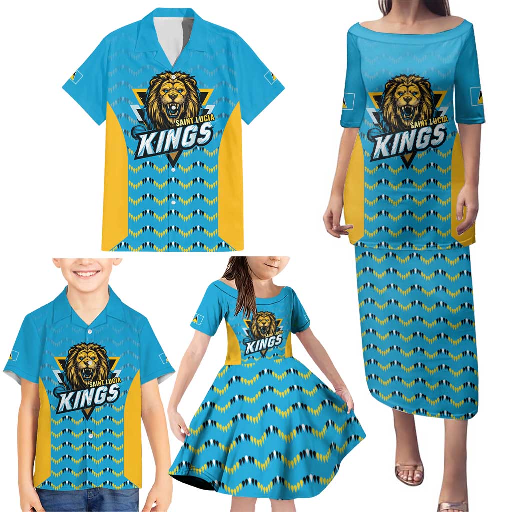 Custom Caribbean Cricket Saint Lucia Family Matching Puletasi and Hawaiian Shirt Glory is Ours Kings Rule 2025 - Wonder Print Shop