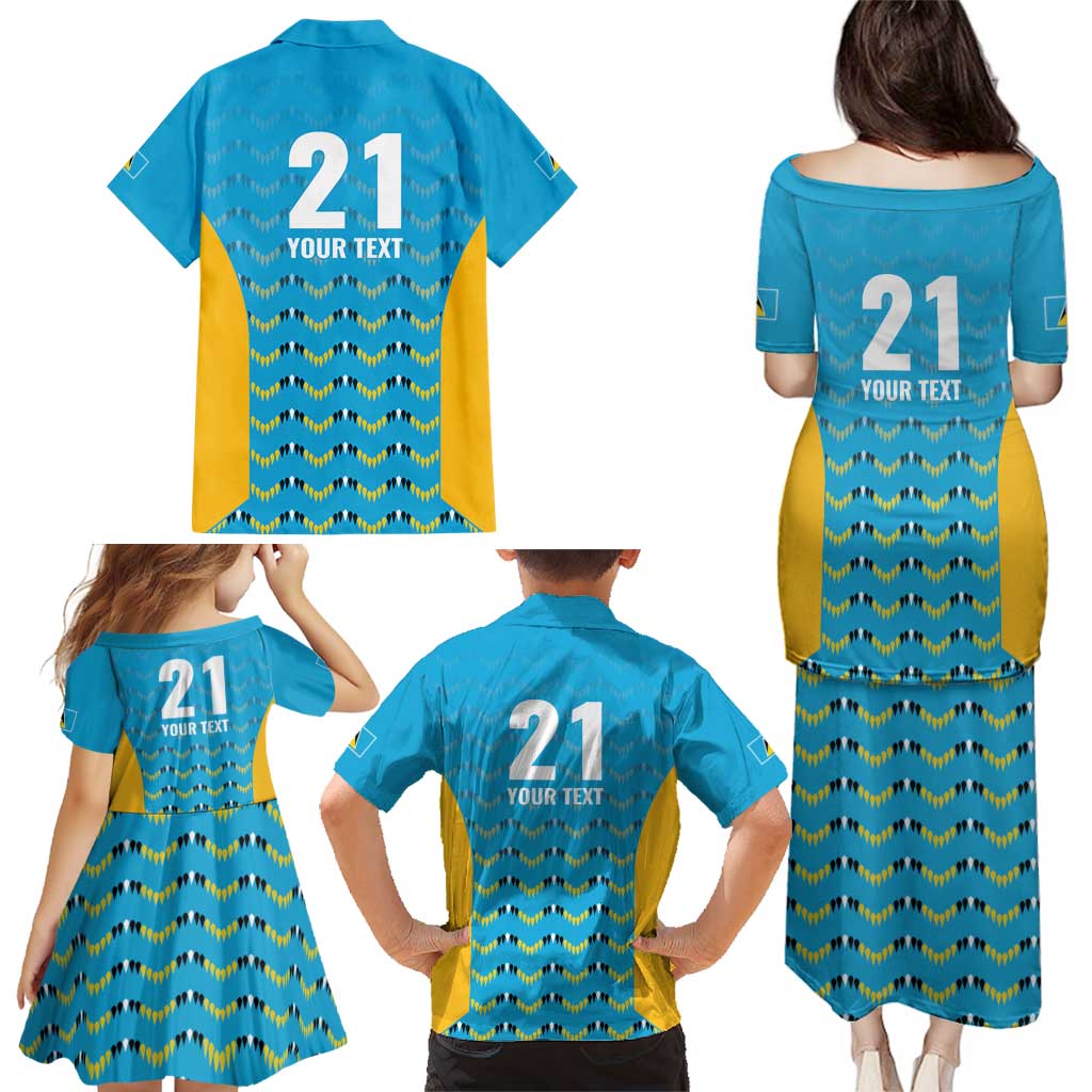 Custom Caribbean Cricket Saint Lucia Family Matching Puletasi and Hawaiian Shirt Glory is Ours Kings Rule 2025 - Wonder Print Shop