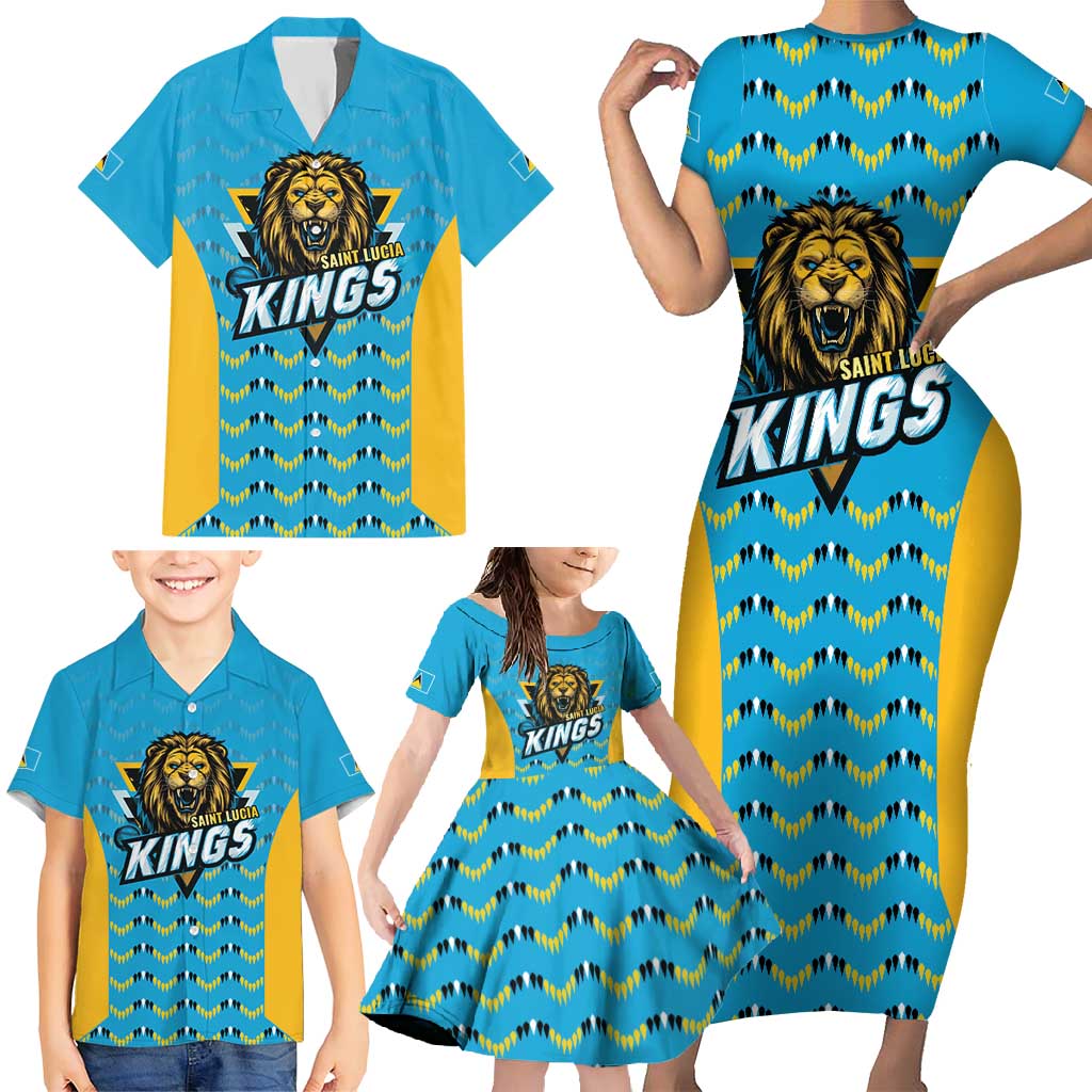 Custom Caribbean Cricket Saint Lucia Family Matching Short Sleeve Bodycon Dress and Hawaiian Shirt Glory is Ours Kings Rule 2025 - Wonder Print Shop