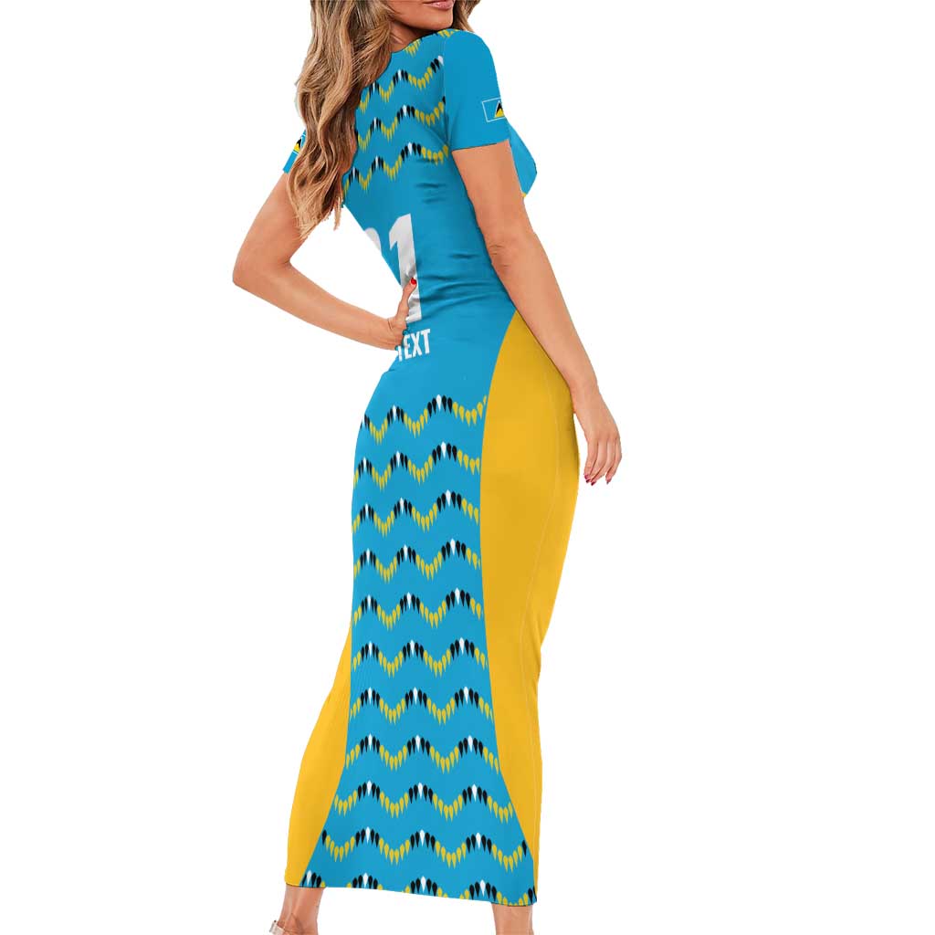 Custom Caribbean Cricket Saint Lucia Family Matching Short Sleeve Bodycon Dress and Hawaiian Shirt Glory is Ours Kings Rule 2025 - Wonder Print Shop