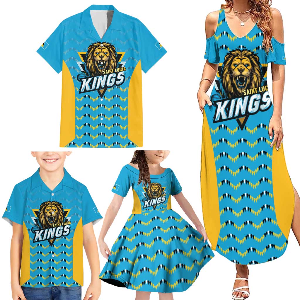 Custom Caribbean Cricket Saint Lucia Family Matching Summer Maxi Dress and Hawaiian Shirt Glory is Ours Kings Rule 2025 - Wonder Print Shop