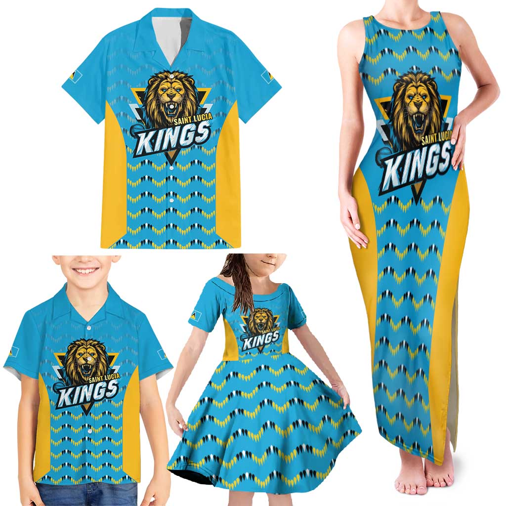 Custom Caribbean Cricket Saint Lucia Family Matching Tank Maxi Dress and Hawaiian Shirt Glory is Ours Kings Rule 2025 - Wonder Print Shop