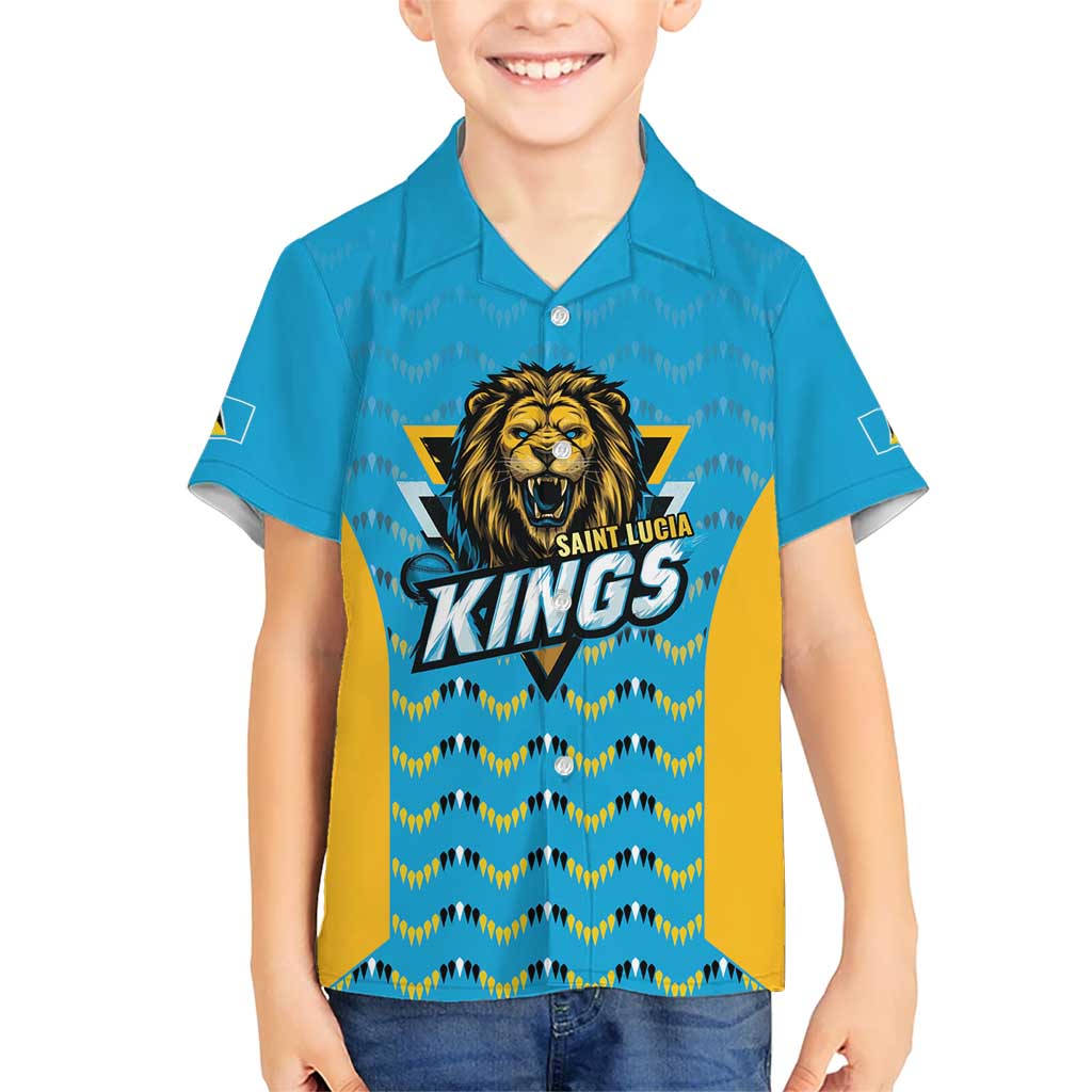 Custom Caribbean Cricket Saint Lucia Kid Hawaiian Shirt Glory is Ours Kings Rule 2025 - Wonder Print Shop