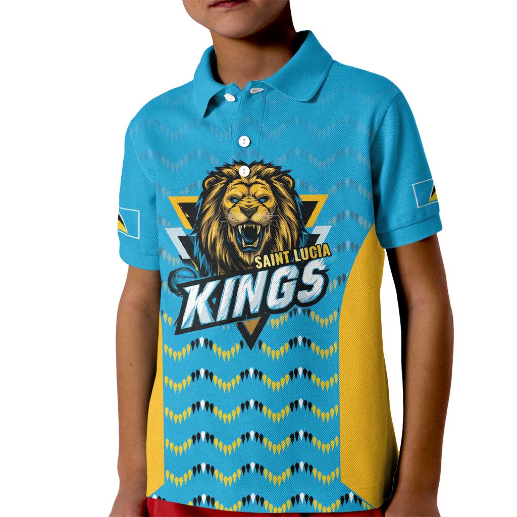 Custom Caribbean Cricket Saint Lucia Kid Polo Shirt Glory is Ours Kings Rule 2025 - Wonder Print Shop