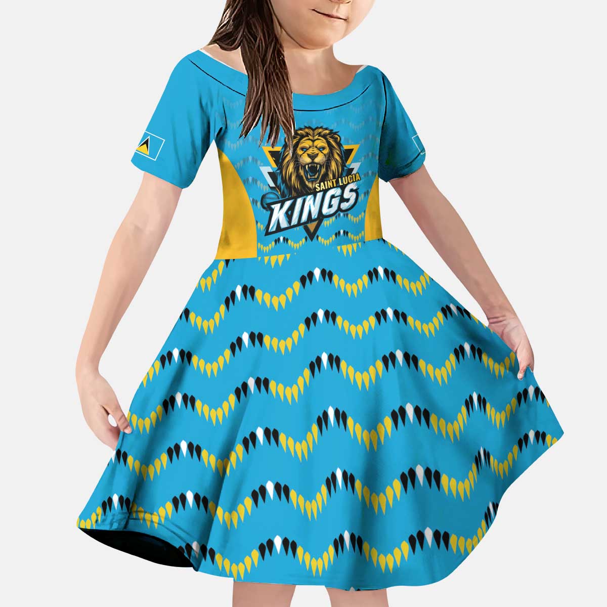 Custom Caribbean Cricket Saint Lucia Kid Short Sleeve Dress Glory is Ours Kings Rule 2025 - Wonder Print Shop