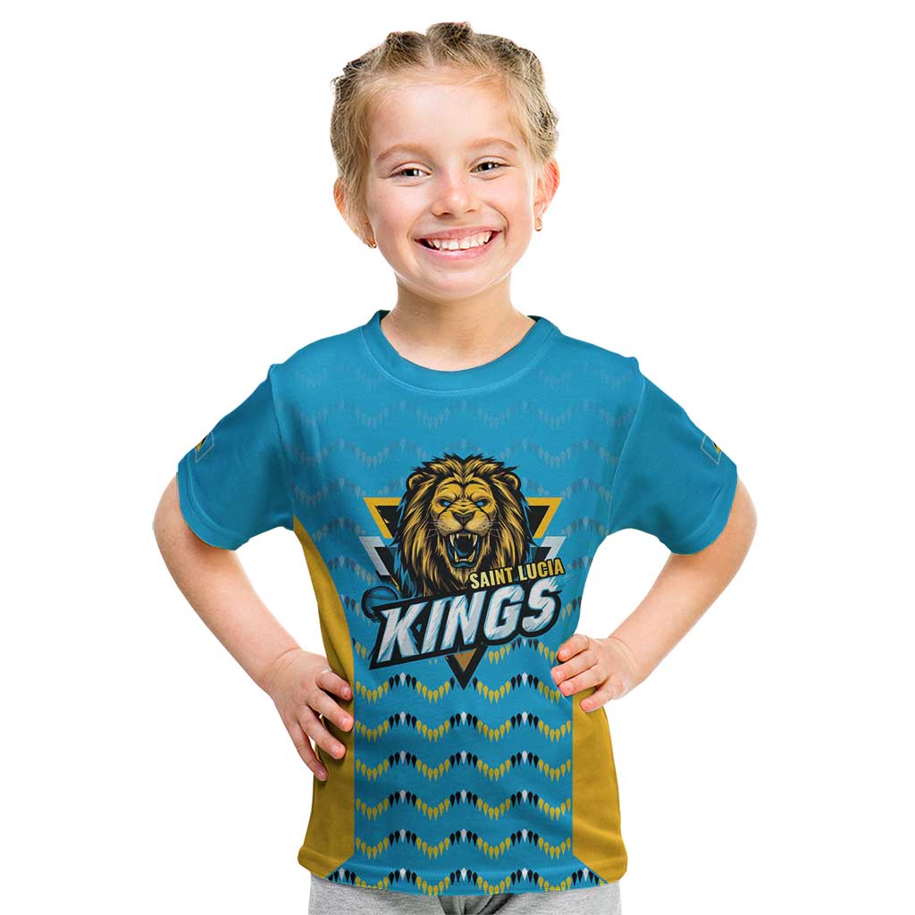 Custom Caribbean Cricket Saint Lucia Kid T Shirt Glory is Ours Kings Rule 2025 - Wonder Print Shop