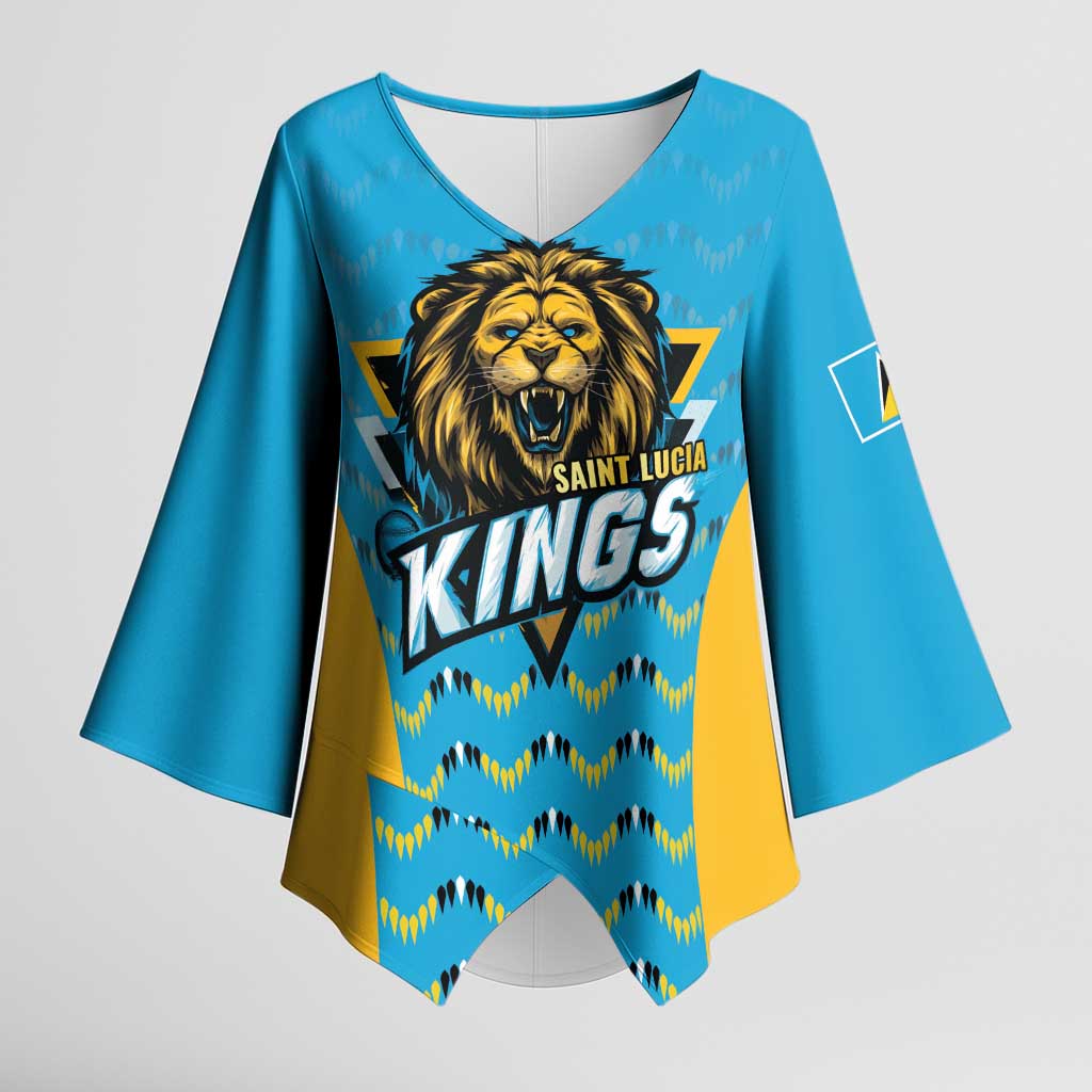 Custom Caribbean Cricket Saint Lucia Kimono Sleeve Blouse Glory is Ours Kings Rule 2025 - Wonder Print Shop