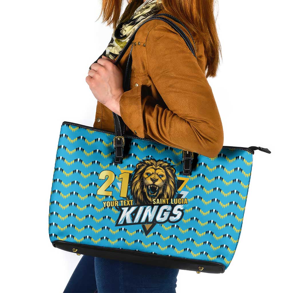 Custom Caribbean Cricket Saint Lucia Leather Tote Bag Glory is Ours Kings Rule 2025 - Wonder Print Shop