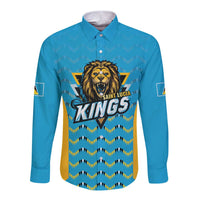 Custom Caribbean Cricket Saint Lucia Long Sleeve Button Shirt Glory is Ours Kings Rule 2025 - Wonder Print Shop