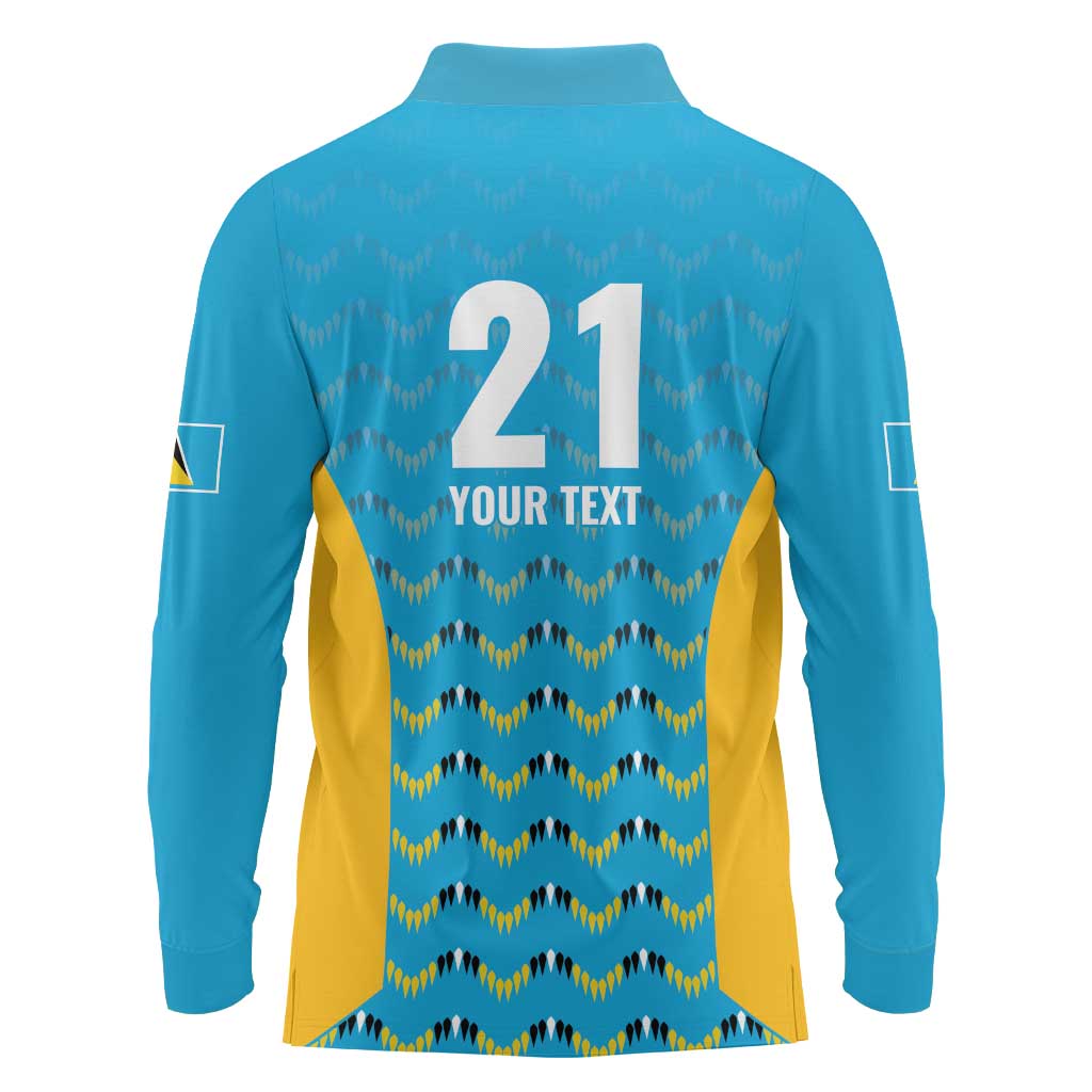 Custom Caribbean Cricket Saint Lucia Long Sleeve Polo Shirt Glory is Ours Kings Rule 2025 - Wonder Print Shop