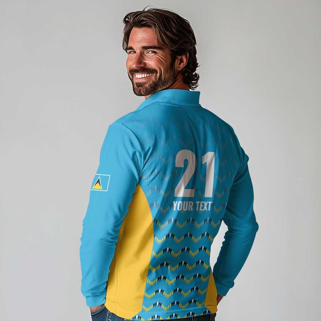 Custom Caribbean Cricket Saint Lucia Long Sleeve Polo Shirt Glory is Ours Kings Rule 2025 - Wonder Print Shop