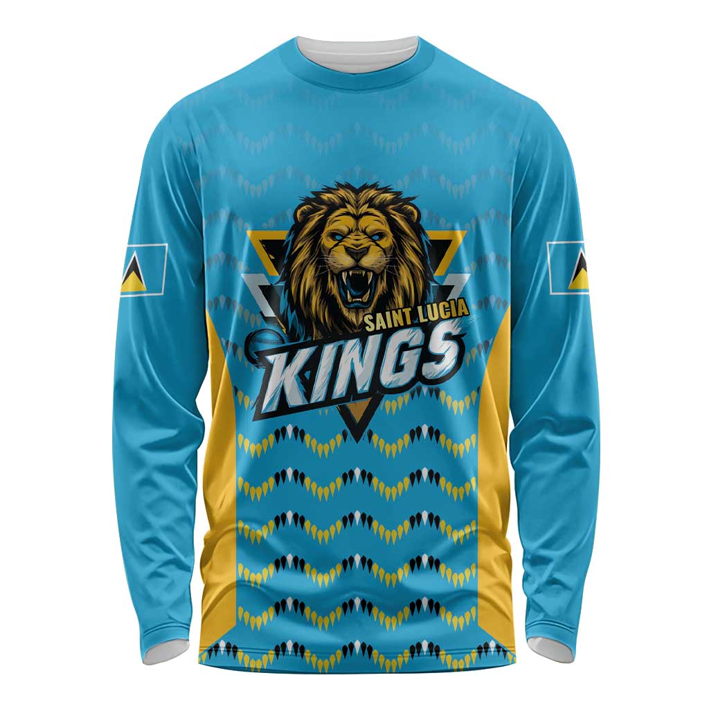 Custom Caribbean Cricket Saint Lucia Long Sleeve Shirt Glory is Ours Kings Rule 2025 - Wonder Print Shop