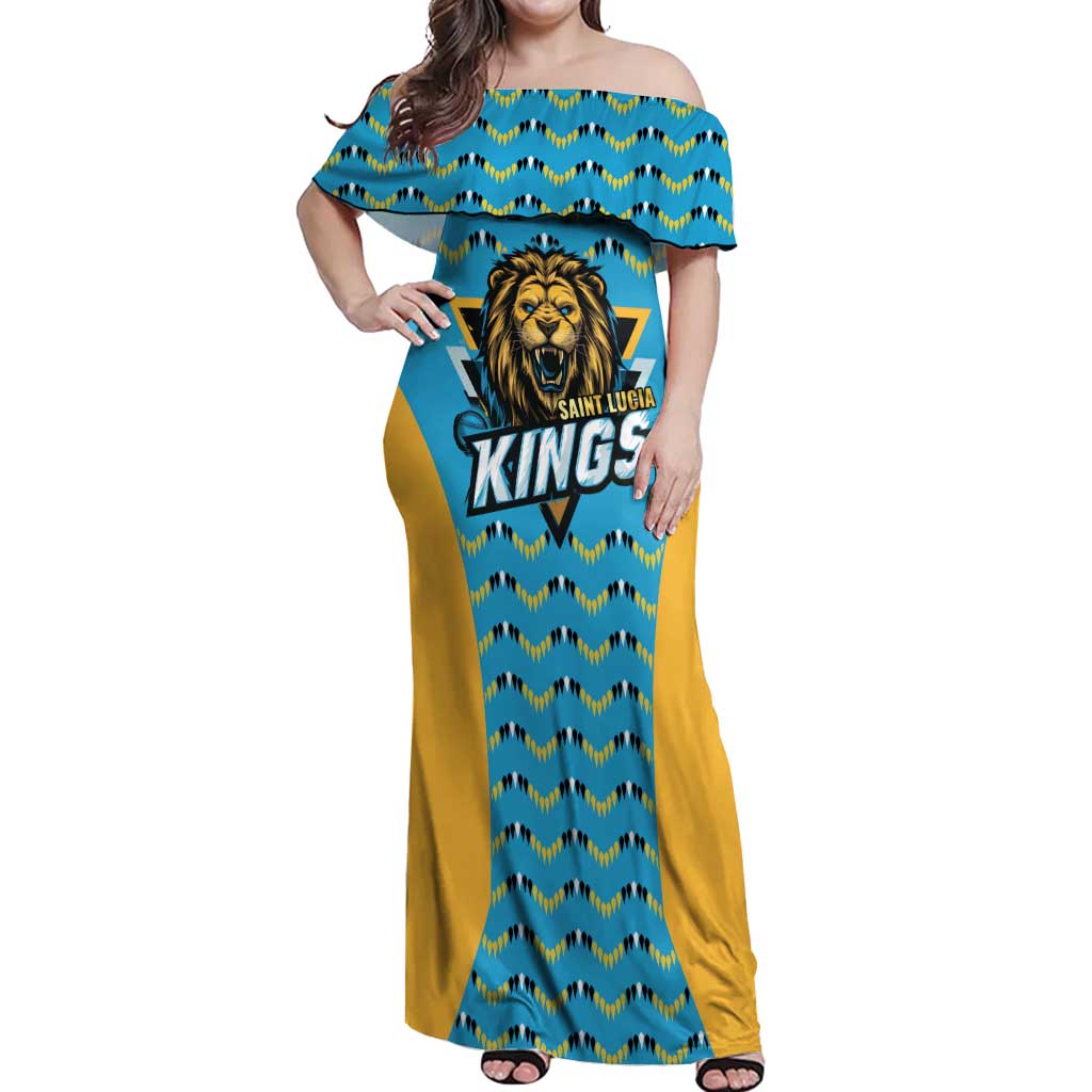 Custom Caribbean Cricket Saint Lucia Off Shoulder Maxi Dress Glory is Ours Kings Rule 2025 - Wonder Print Shop