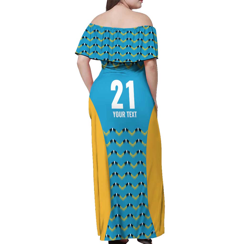 Custom Caribbean Cricket Saint Lucia Off Shoulder Maxi Dress Glory is Ours Kings Rule 2025 - Wonder Print Shop