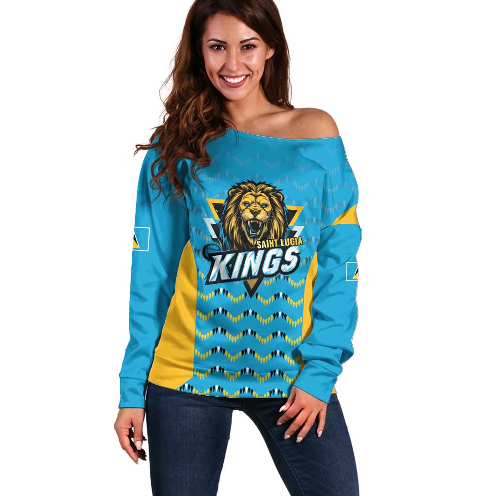 Custom Caribbean Cricket Saint Lucia Off Shoulder Sweater Glory is Ours Kings Rule 2025 - Wonder Print Shop