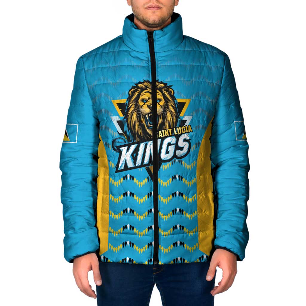 Custom Caribbean Cricket Saint Lucia Padded Jacket Glory is Ours Kings Rule 2025 - Wonder Print Shop