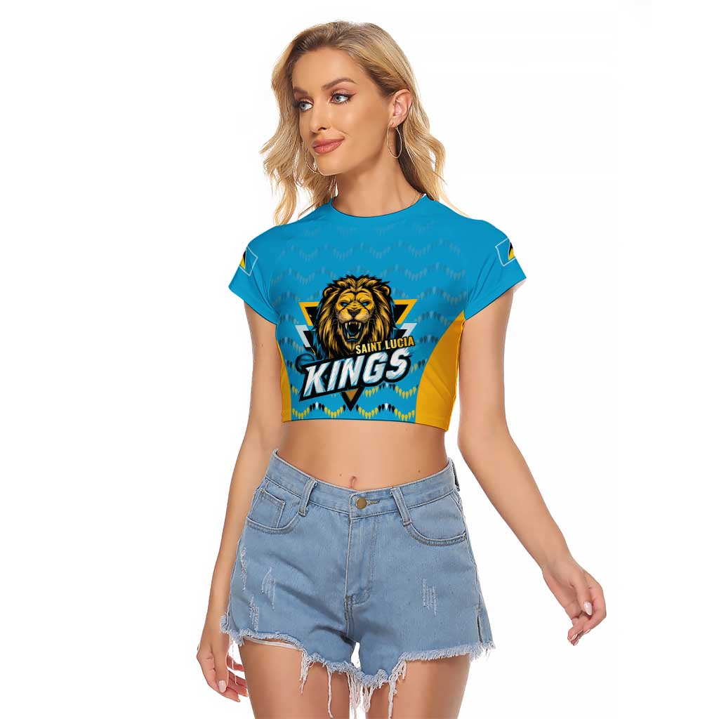 Custom Caribbean Cricket Saint Lucia Raglan Cropped T Shirt Glory is Ours Kings Rule 2025 - Wonder Print Shop