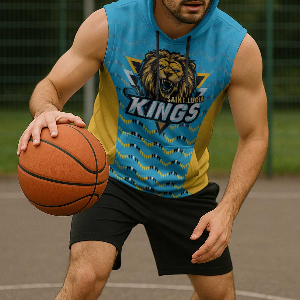 Custom Caribbean Cricket Saint Lucia Sleeveless Hoodie Glory is Ours Kings Rule 2025 - Wonder Print Shop