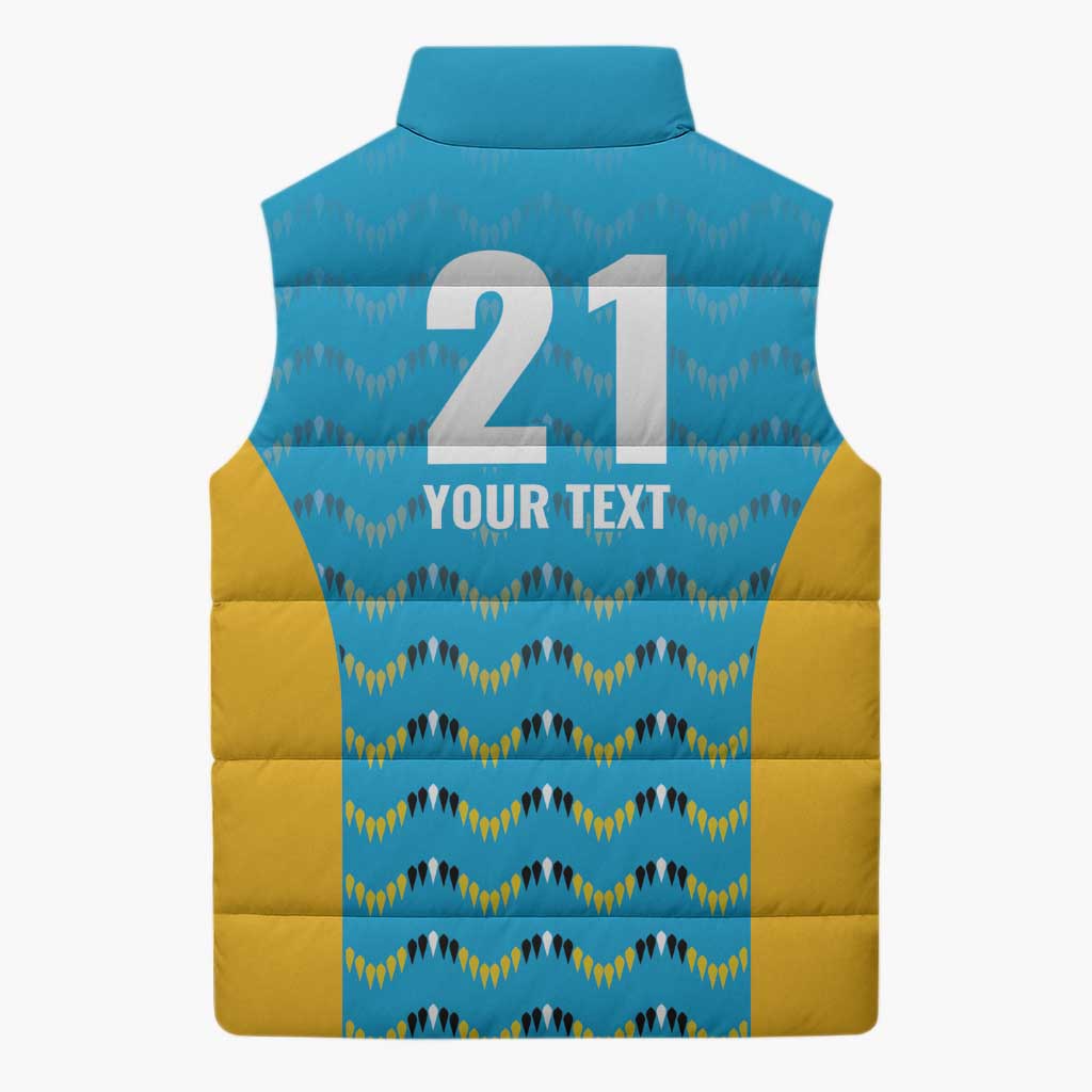 Custom Caribbean Cricket Saint Lucia Sleeveless Puffer Jacket Glory is Ours Kings Rule 2025 - Wonder Print Shop