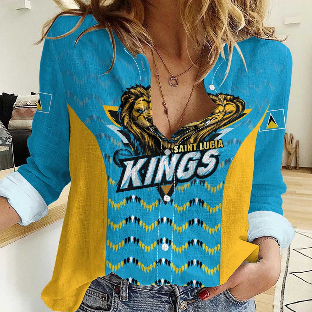 Custom Caribbean Cricket Saint Lucia Women Casual Shirt Glory is Ours Kings Rule 2025 - Wonder Print Shop