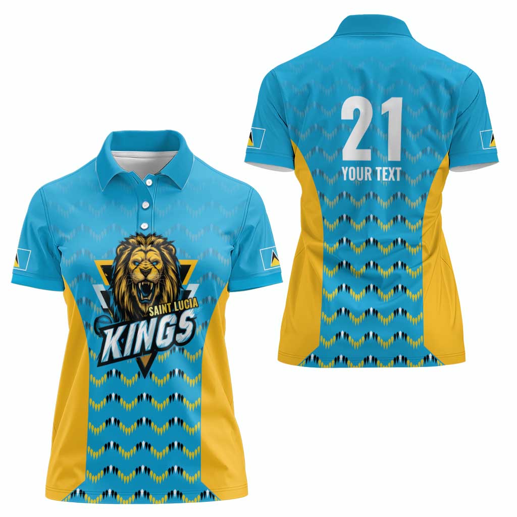 Custom Caribbean Cricket Saint Lucia Women Polo Shirt Glory is Ours Kings Rule 2025 - Wonder Print Shop