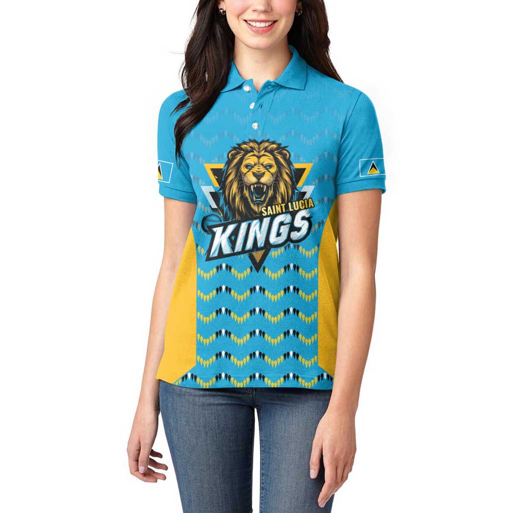 Custom Caribbean Cricket Saint Lucia Women Polo Shirt Glory is Ours Kings Rule 2025 - Wonder Print Shop