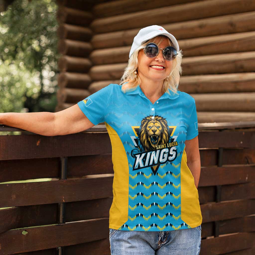 Custom Caribbean Cricket Saint Lucia Women Polo Shirt Glory is Ours Kings Rule 2025 - Wonder Print Shop
