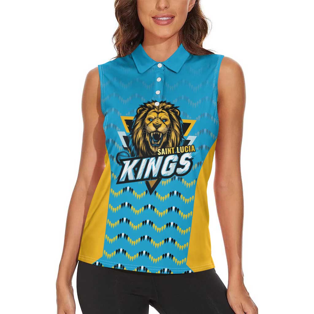 Custom Caribbean Cricket Saint Lucia Women Sleeveless Polo Shirt Glory is Ours Kings Rule 2025 - Wonder Print Shop